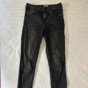 Topshop Jamie Moto Washed Black Jeans Size W28 L32